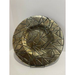 Decorative Art Glass Gold Serving Decorative Plate 14” Paul HATHCOAT STUDIOS Vtg